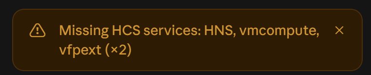 虚拟机平台服务缺失提示