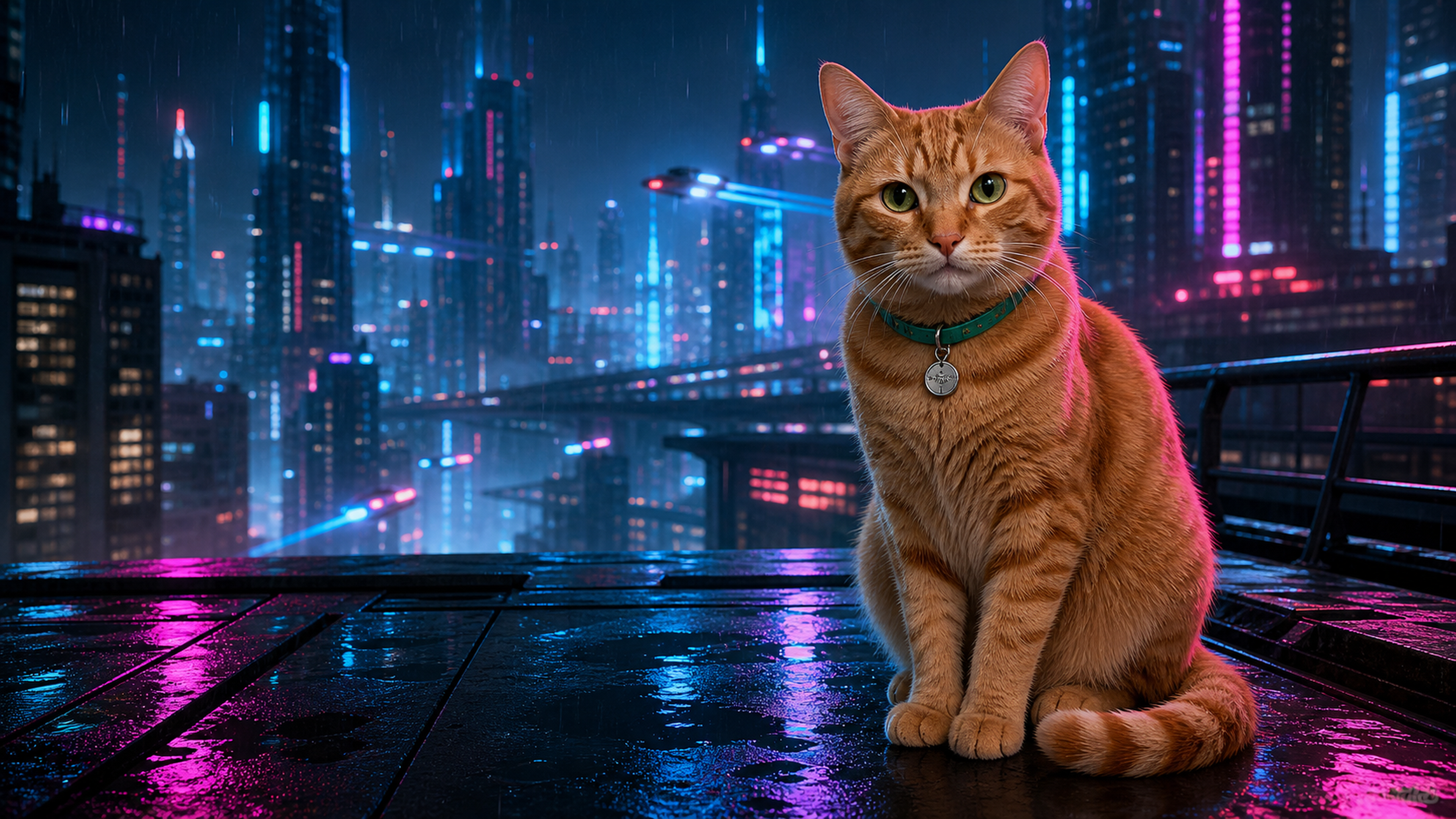 GPT Image 2 4K 橘猫赛博城市改图效果