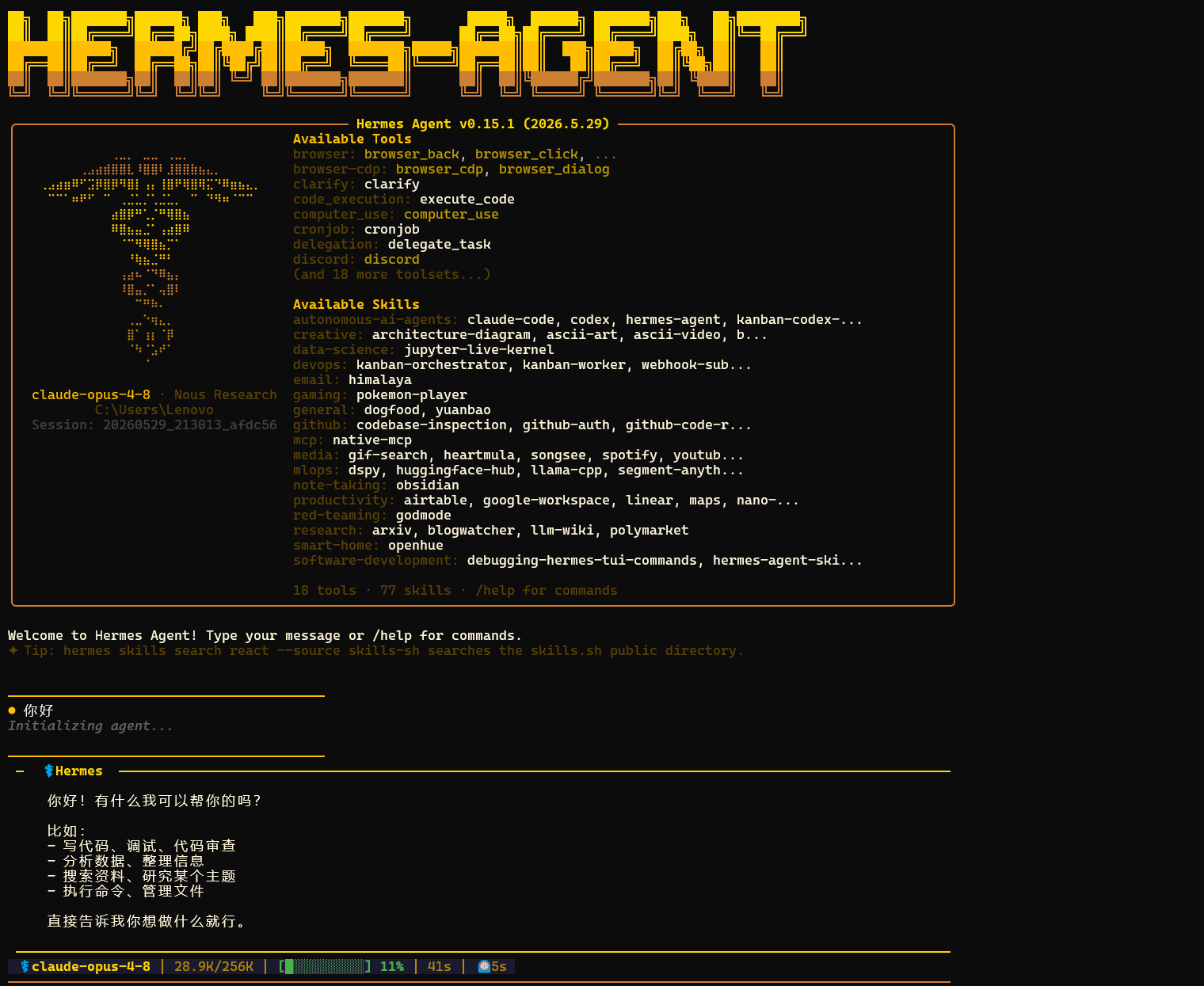 Hermes Claude Code 验证截图
